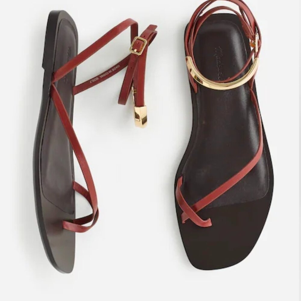 Madewell The Vira Bangle Ankle-Wrap Sandal in Leather Women's Size 6.5